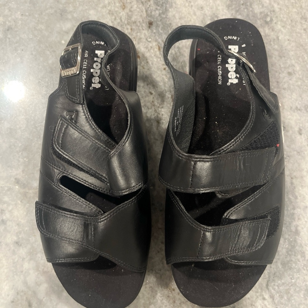 Propet Black Leather Sandals